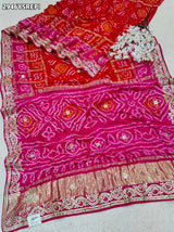 By Bandhani Saree With Traditional Wear