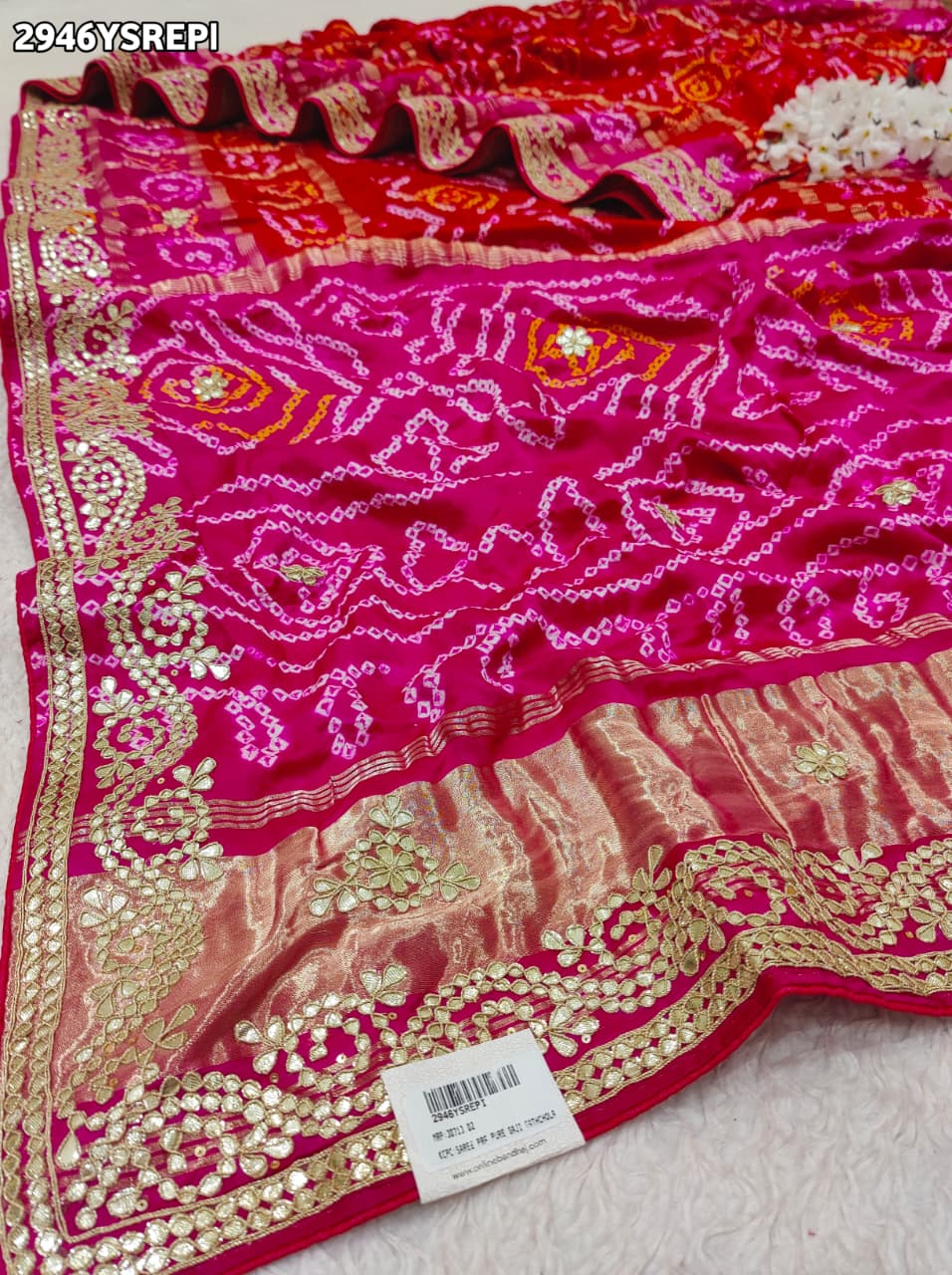 By Bandhani Saree With Traditional Wear