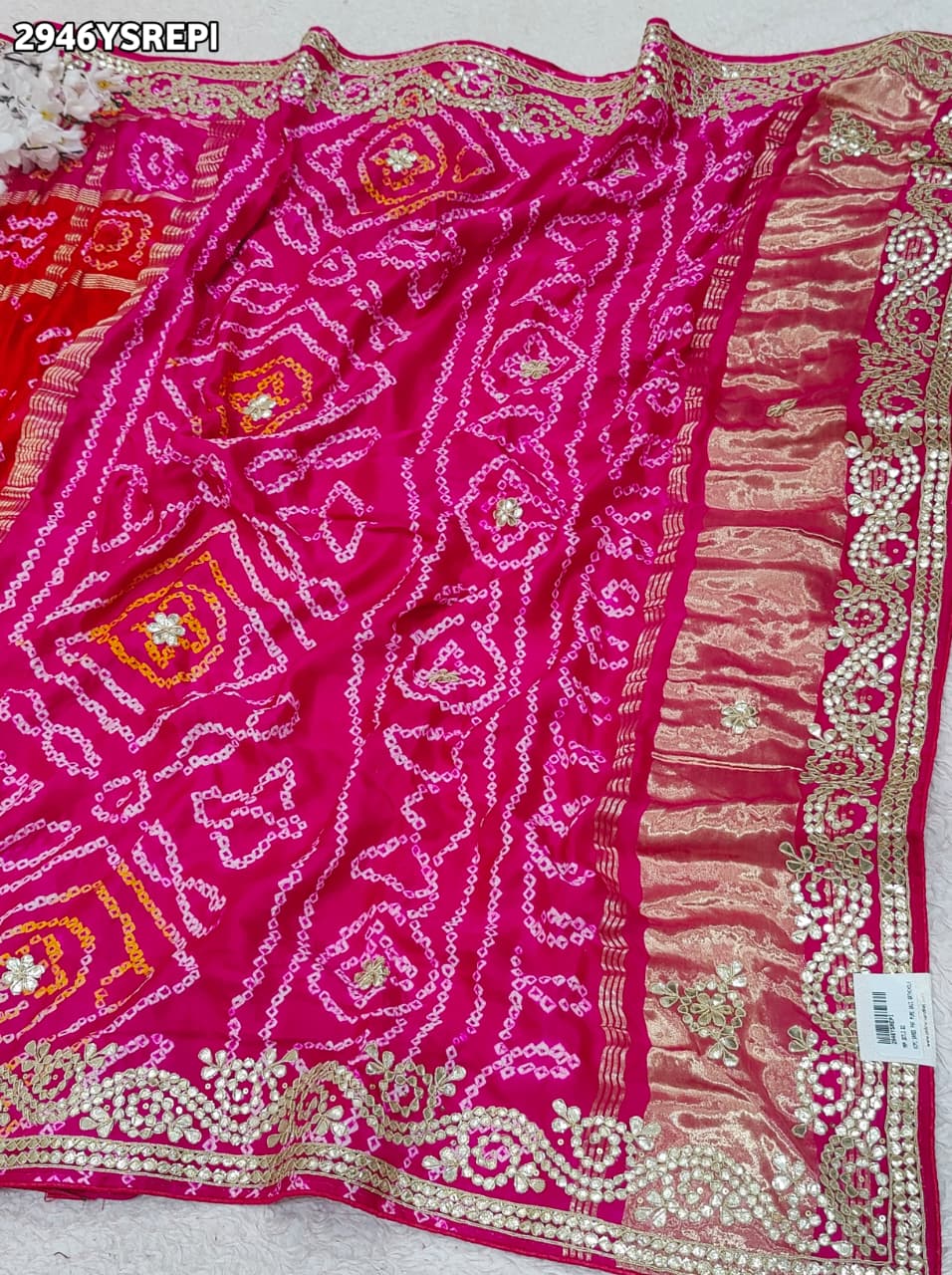 By Bandhani Saree With Traditional Wear