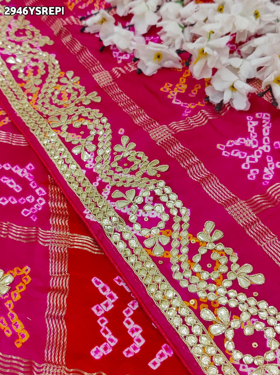 By Bandhani Saree With Traditional Wear