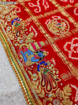 By New Traditional Gaji Silk Bandhani Pila Chunri with Zardozi Work