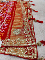 KcPc New Gaji Silk Dupatta Bandhani Style with Beautiful Gota Patti Work AMT