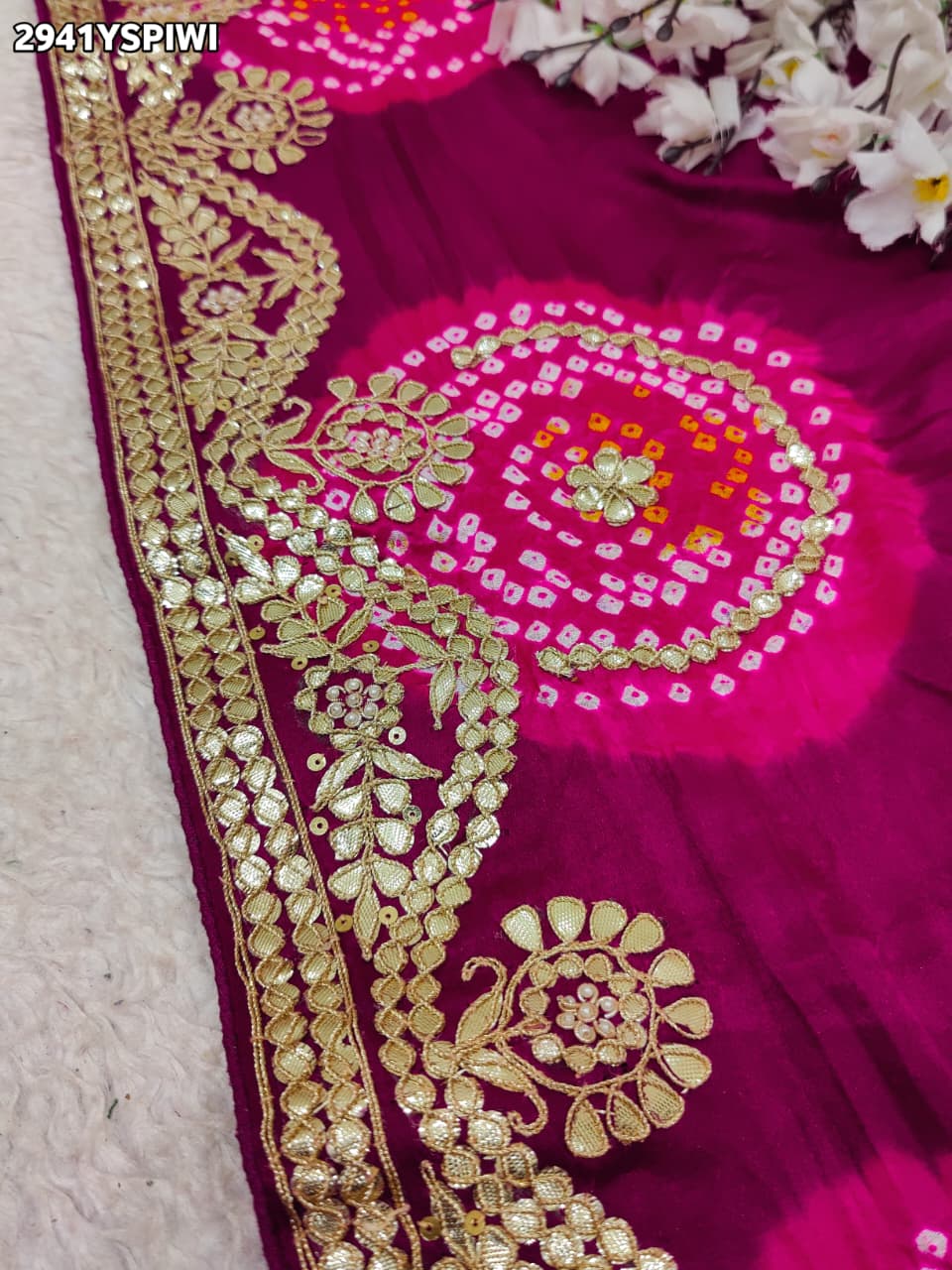 By Bandhani Saree With Wedding Wear