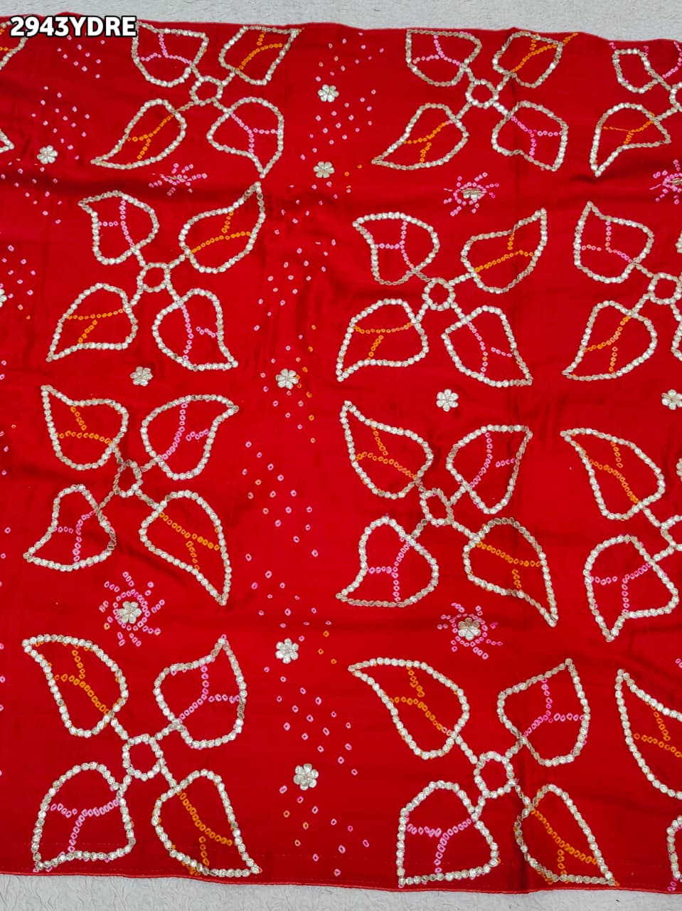 KcPc New Gaji Silk Bandhani Style Dupatta with Gota Patti Embellishment Royal ElegancePRF