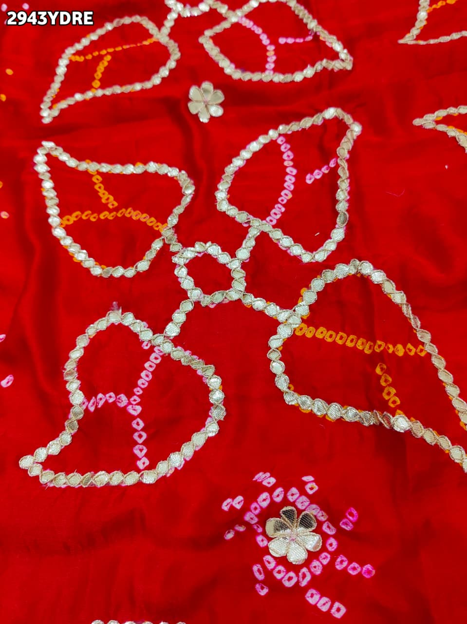KcPc New Gaji Silk Bandhani Style Dupatta with Gota Patti Embellishment Royal ElegancePRF