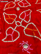 KcPc New Gaji Silk Bandhani Style Dupatta with Gota Patti Embellishment Royal ElegancePRF