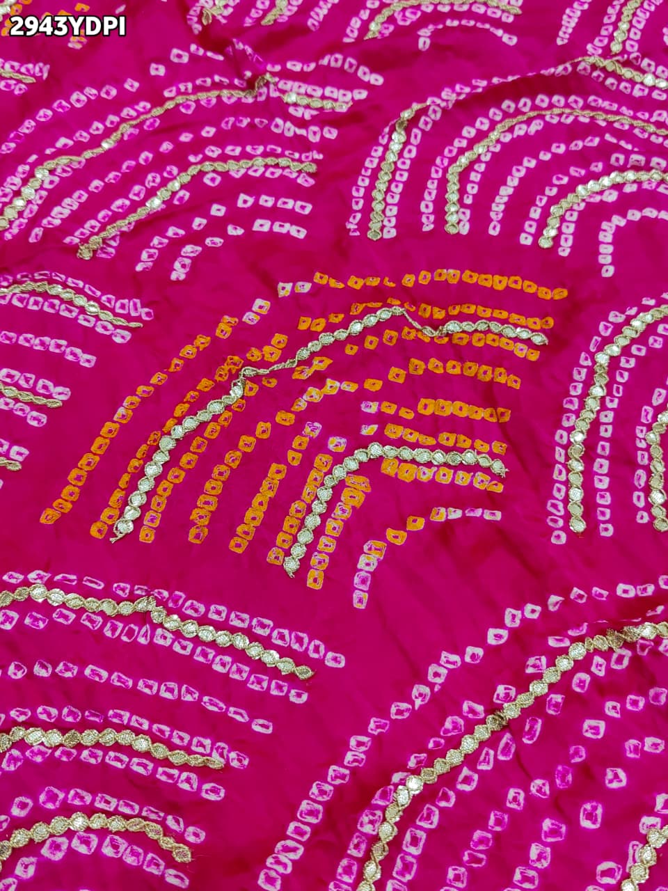 KcPc New Traditional Gaji Silk Bandhani Dupatta with Gota Patti Work For Bridal LooksPRF
