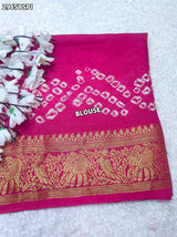 By Bandhani Saree With Zari Weaving Border