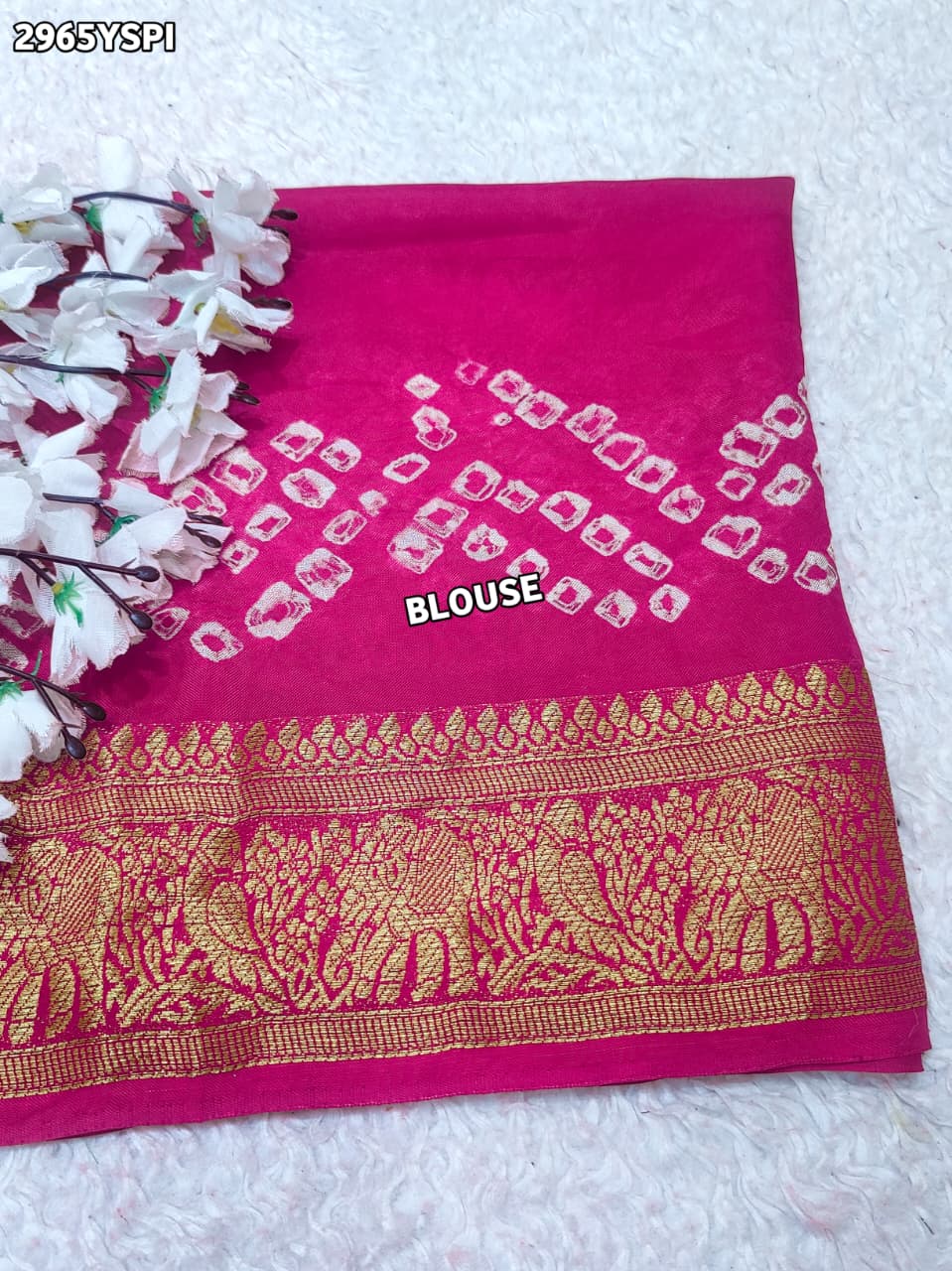 By Bandhani Saree With Zari Weaving Border