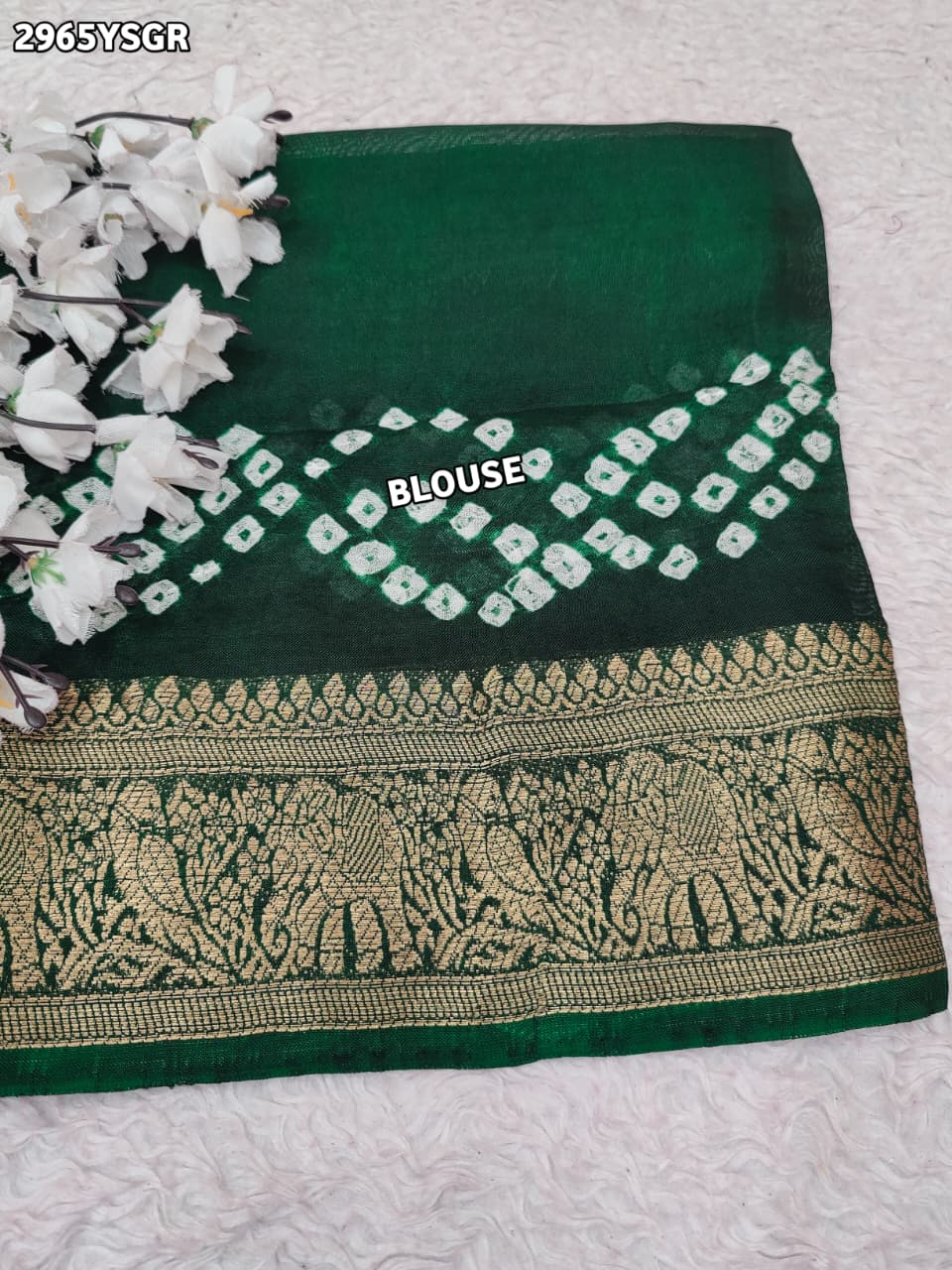 By Bandhani Saree With Zari Weaving Border