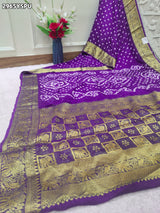By Bandhani Saree With Zari Weaving Border