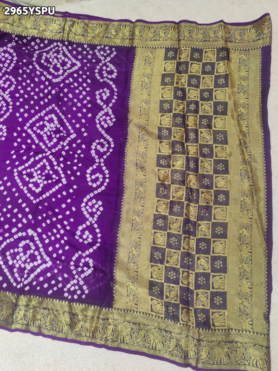 By Bandhani Saree With Zari Weaving Border