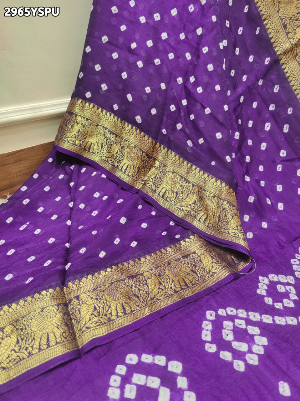By Bandhani Saree With Zari Weaving Border