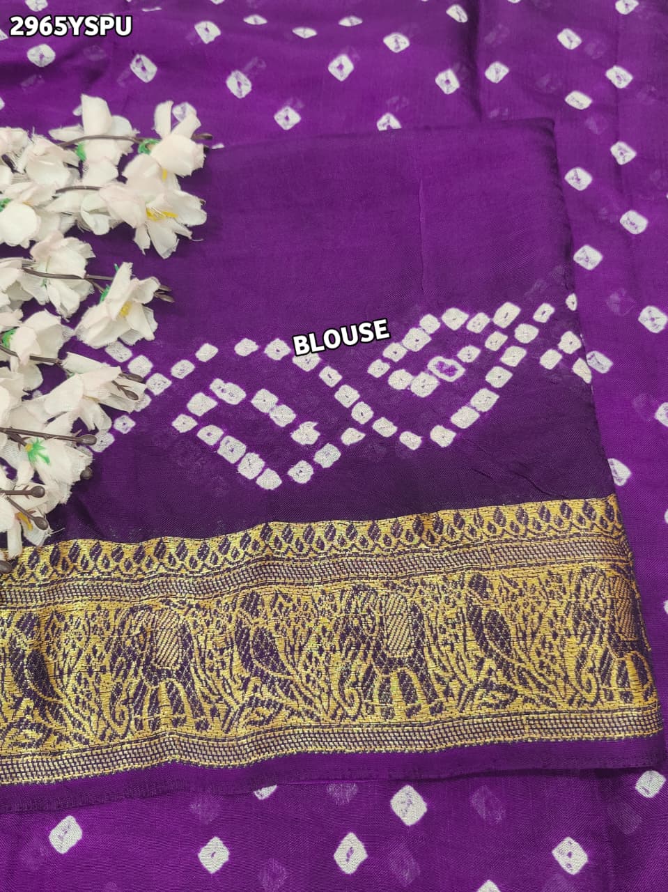 By Bandhani Saree With Zari Weaving Border