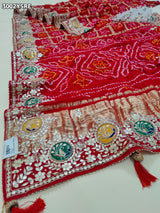 By Bandhani Saree With Traditional Gotapatti Work