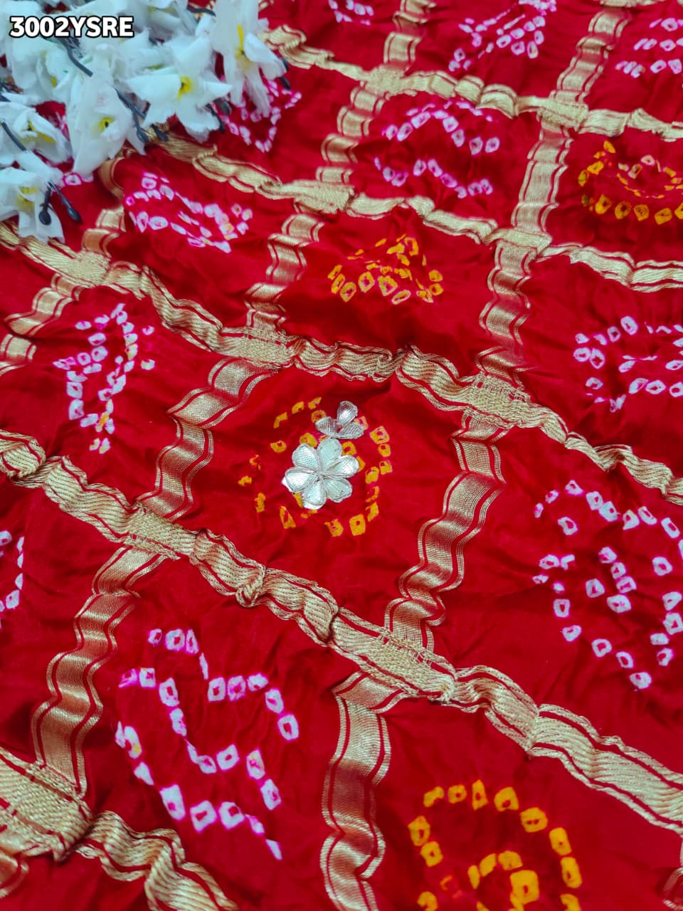 By Bandhani Saree With Traditional Gotapatti Work