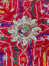 By New Ojariya Bandhej Pila Chunri with Zardozi Work Traditional Wear