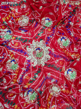 By New Ojariya Bandhej Pila Chunri with Zardozi Work Traditional Wear