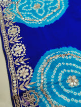 KcPc Pure Gaji silk Handmade Laddu Bandhej Gota patti work DupattaAMT