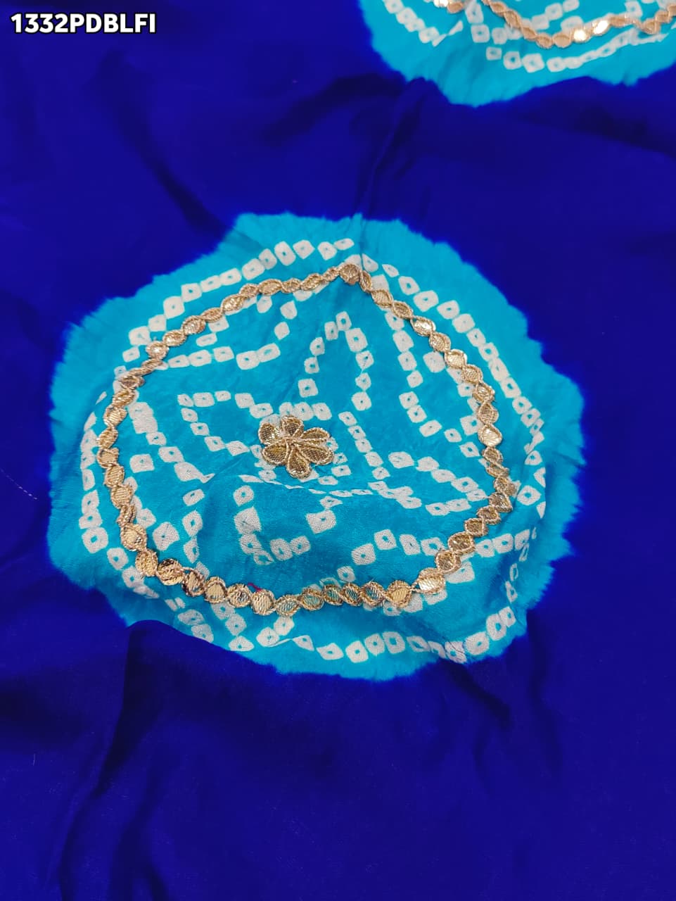KcPc Pure Gaji silk Handmade Laddu Bandhej Gota patti work DupattaAMT