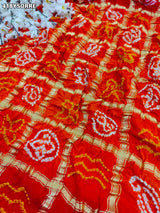 By Bandhani Saree with Elegant Gota Patti Work