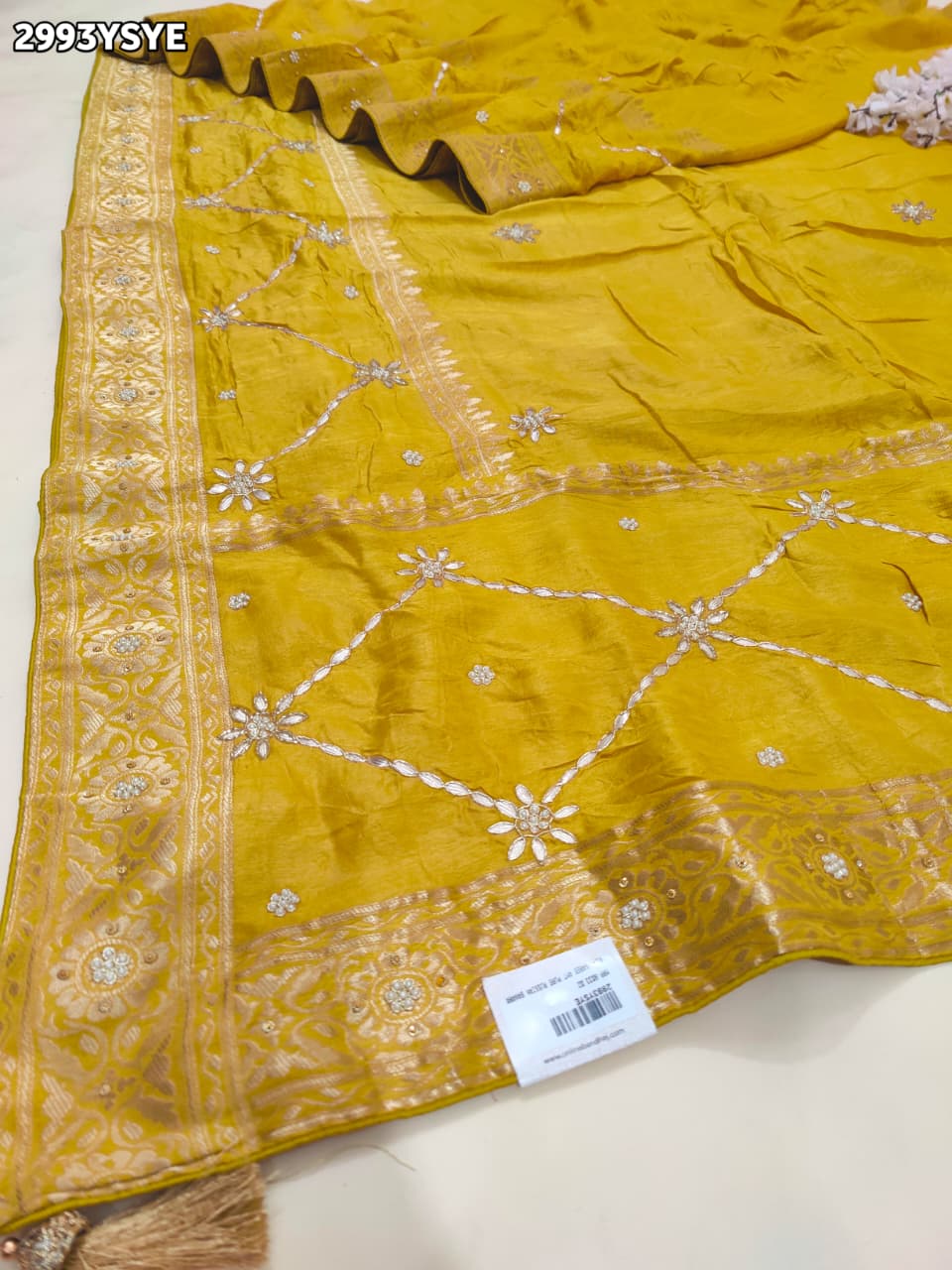 KcPc New Pure Russian Silk Saree with Kasab Sequence Aari Handwork Perfect for Festive WearAMT