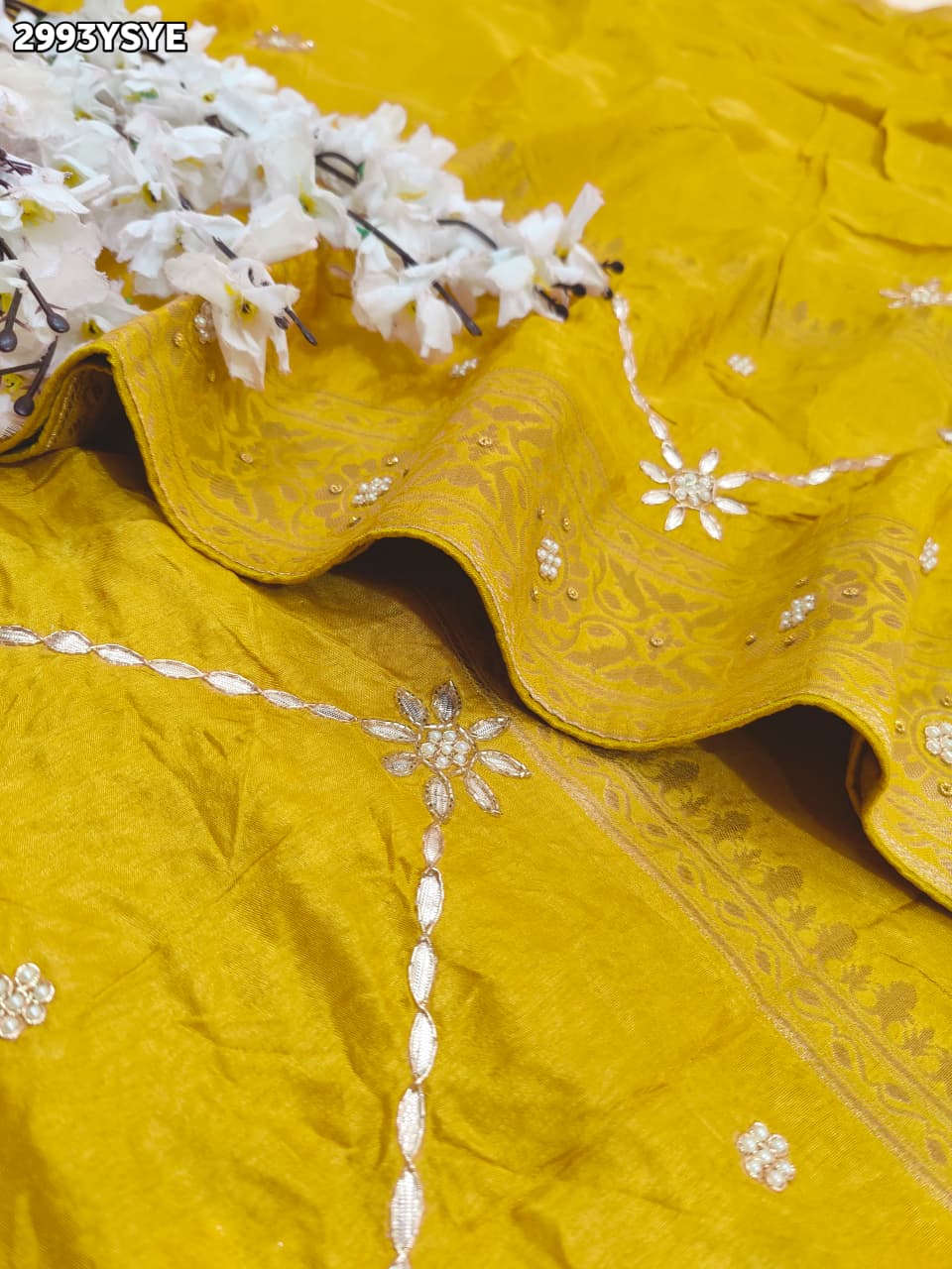 KcPc New Pure Russian Silk Saree with Kasab Sequence Aari Handwork Perfect for Festive WearAMT