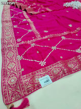 KcPc New Premium Pure Russian Silk Saree with Handcrafted Kasab Sequin Aari WorkAMT
