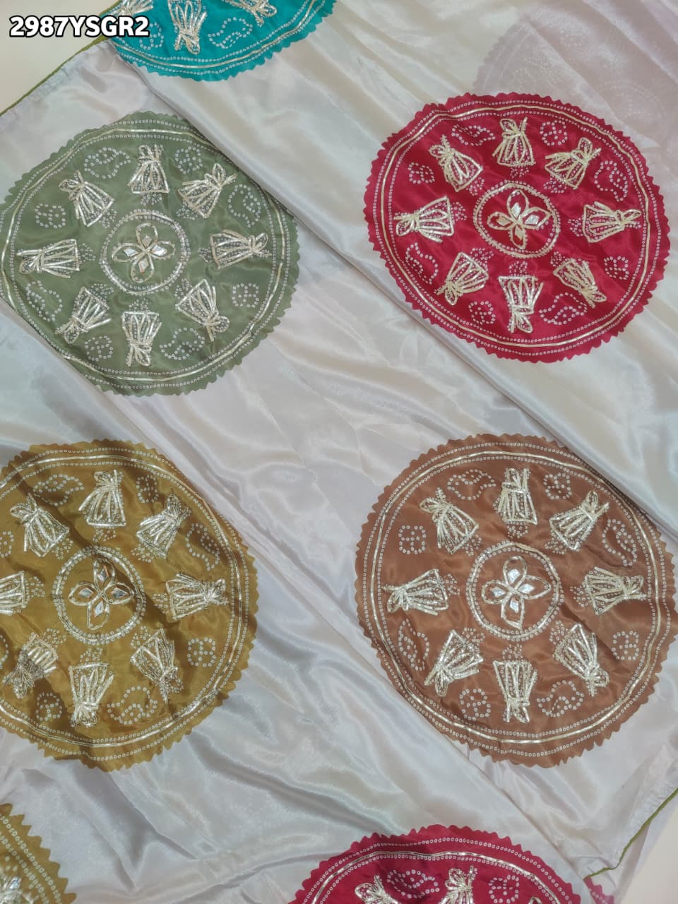 By Bandhani Saree With Gota Patti Border
