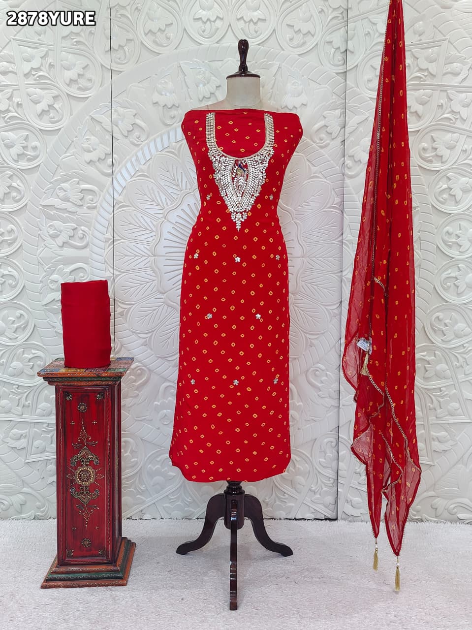 KcPc New Graceful Creap Silk Bandhani Suit with Dupatta Casual WearRSAF