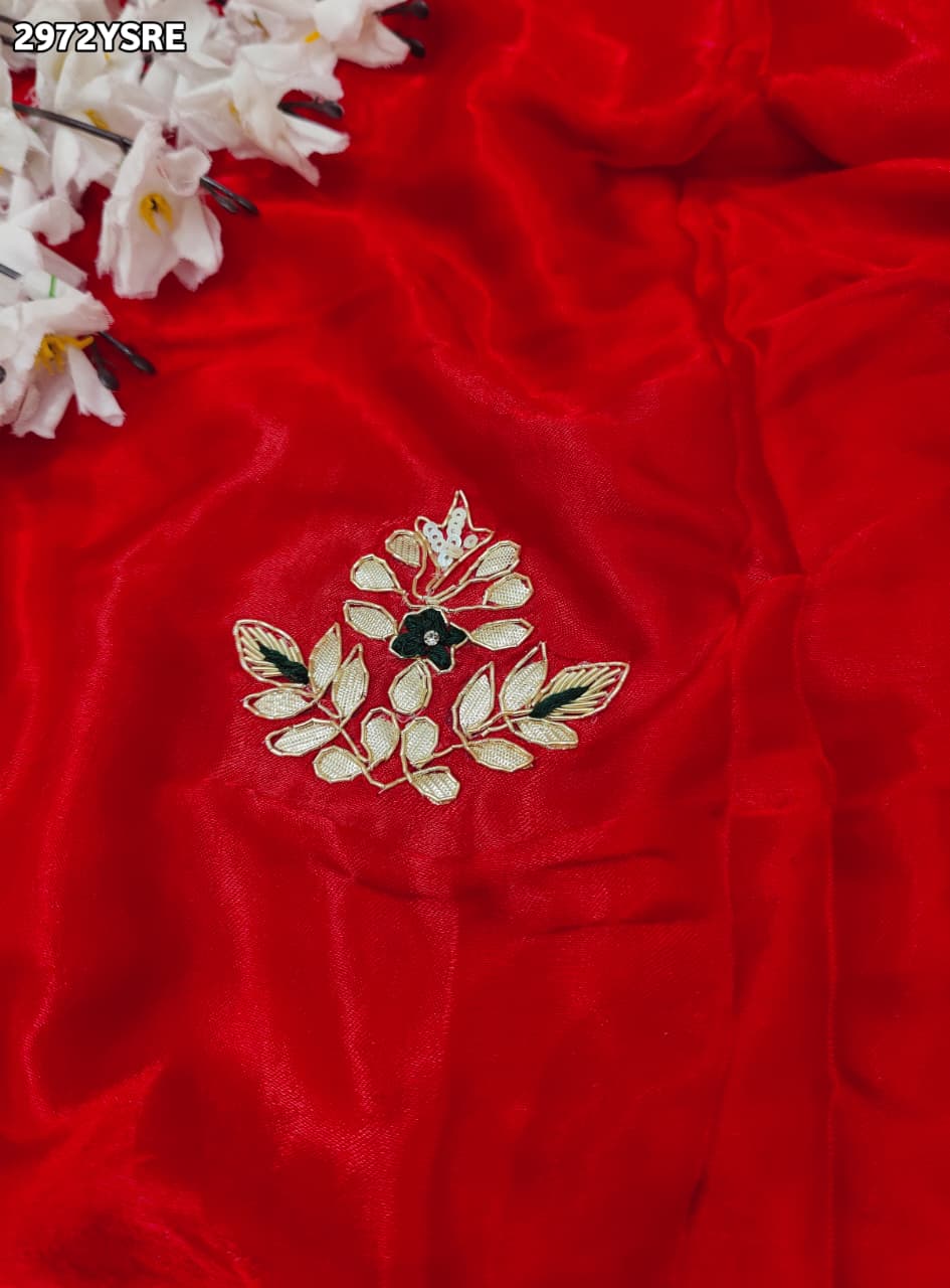 By Traditional Saree With Cutdana zardozi work