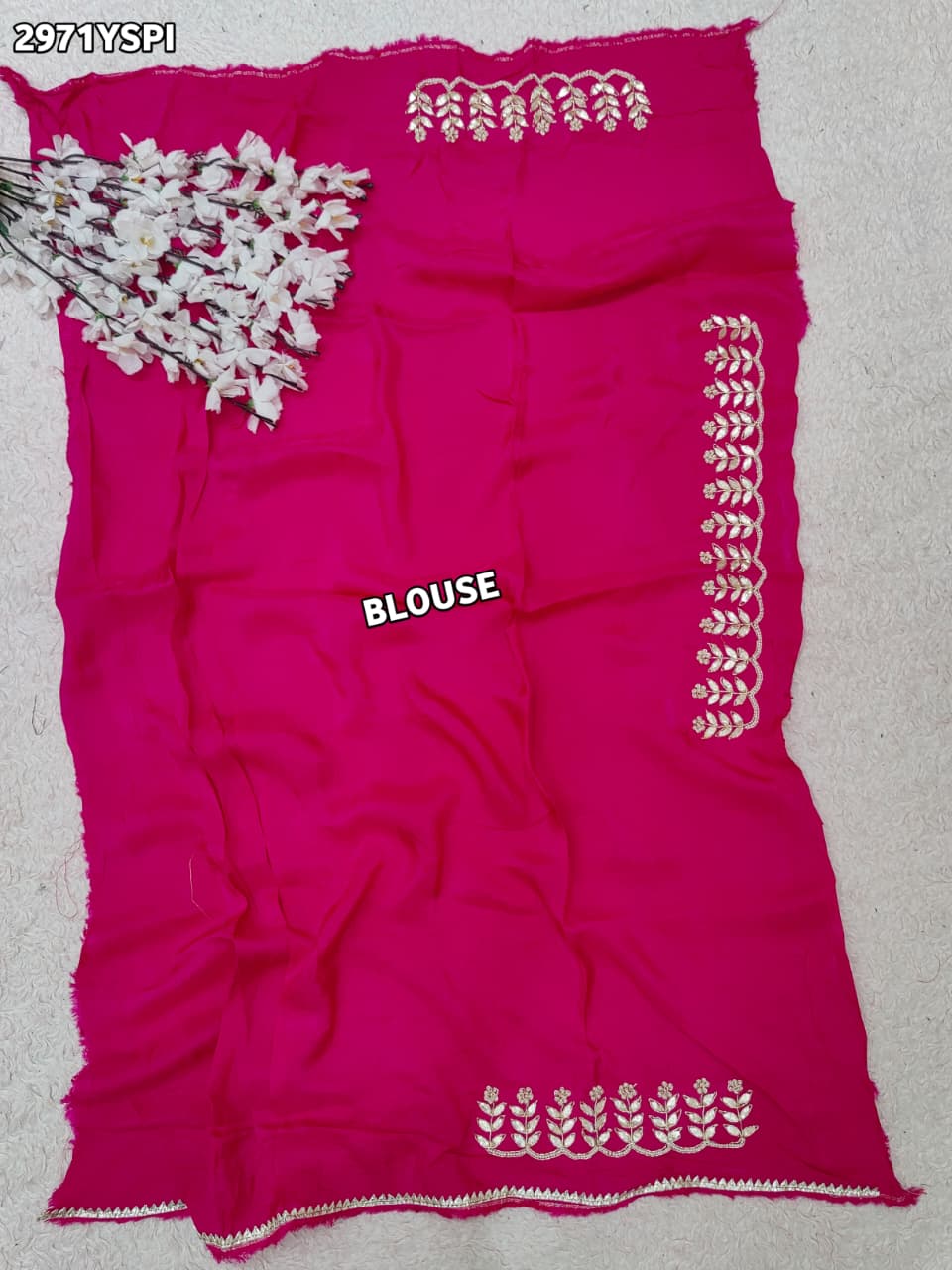 By Bandhani Saree With Cutdana gotapatti work