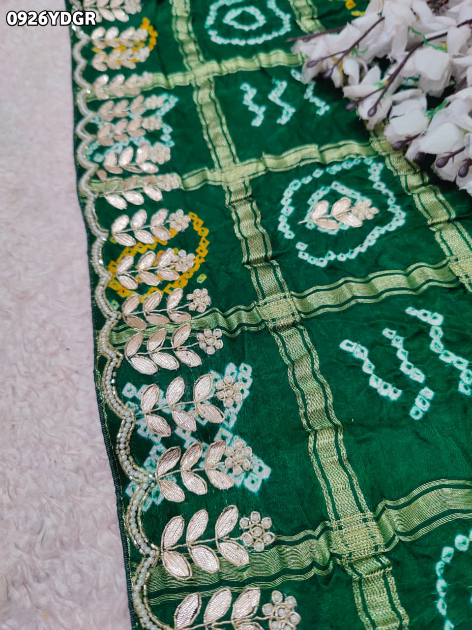 By Bandhani Saree With Traditional Wear