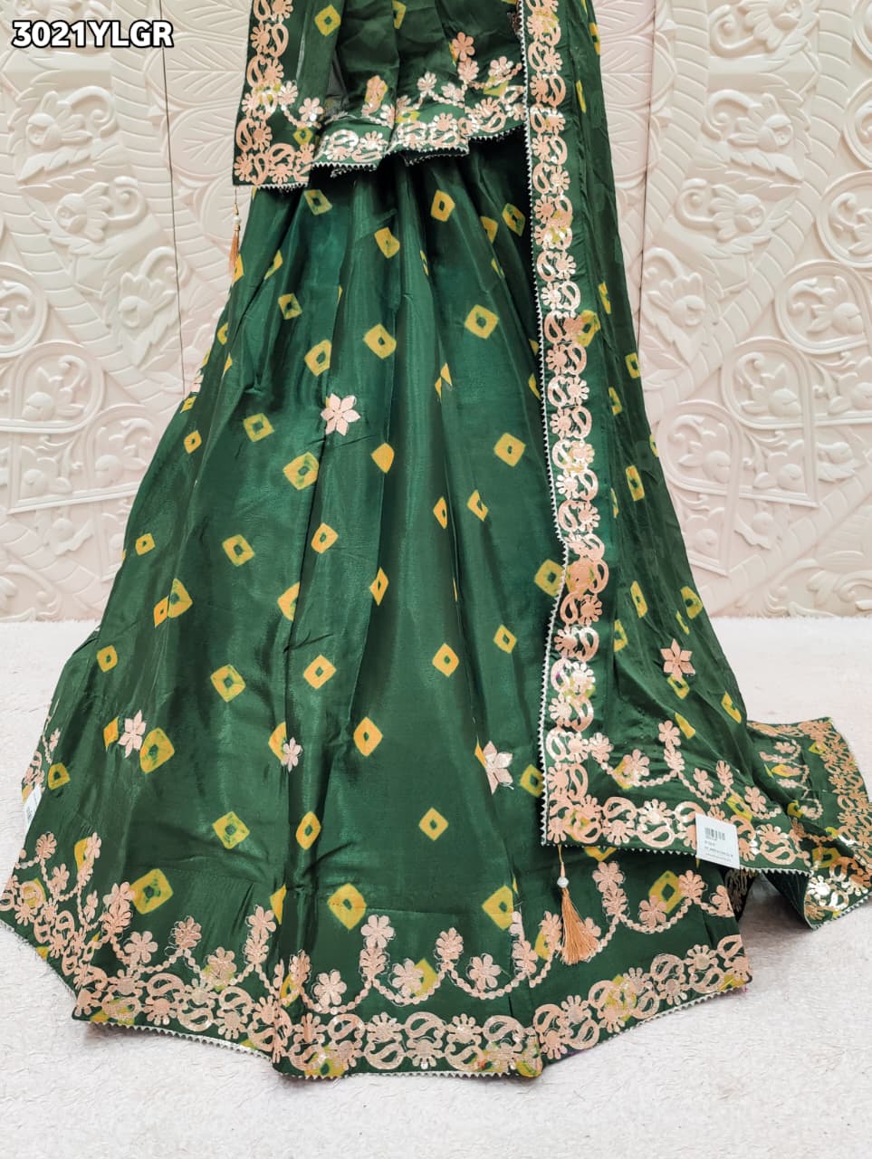 By Bandhani Lehenga With Gota Patti Work