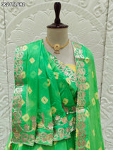 By Bandhani Lehenga With Gota Patti Work