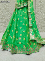 By Bandhani Lehenga With Gota Patti Work