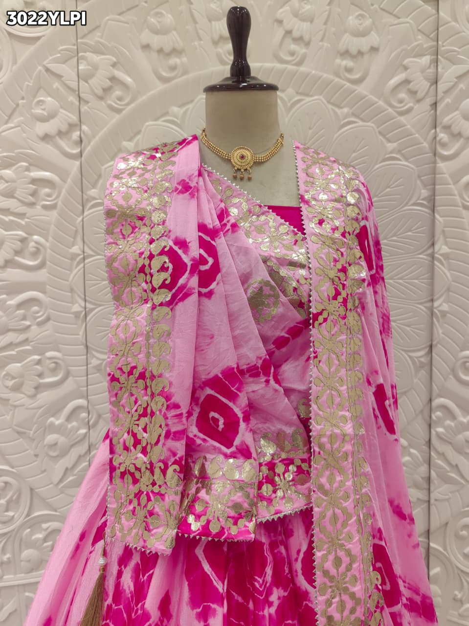 By Shibori Lehenga With Gota Patti Work