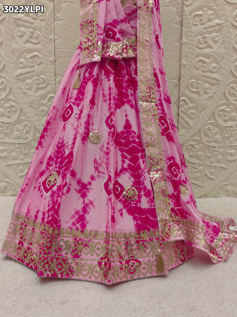 By Shibori Lehenga With Gota Patti Work