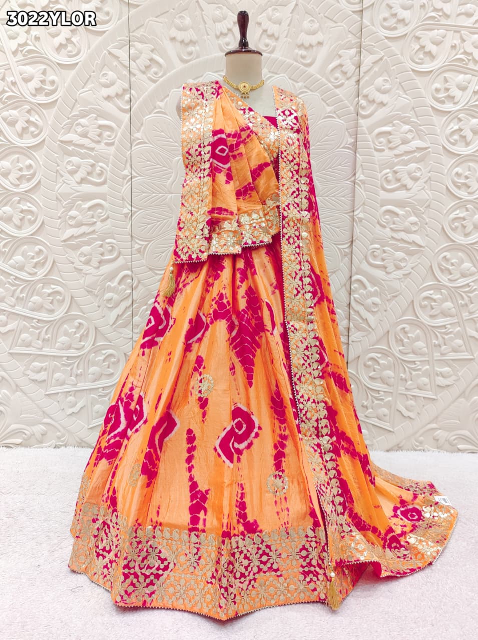 By Shibori Lehenga With Gota Patti Work