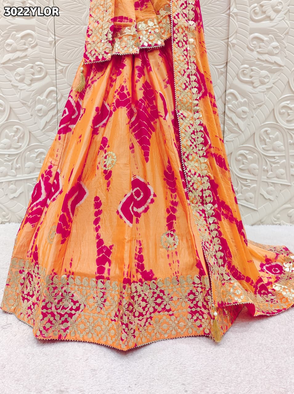By Shibori Lehenga With Gota Patti Work