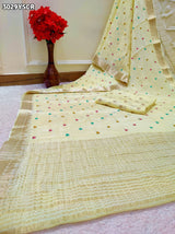 By Letest Elegant Banarasi Saree with Zari Border Perfect for Festive Wear