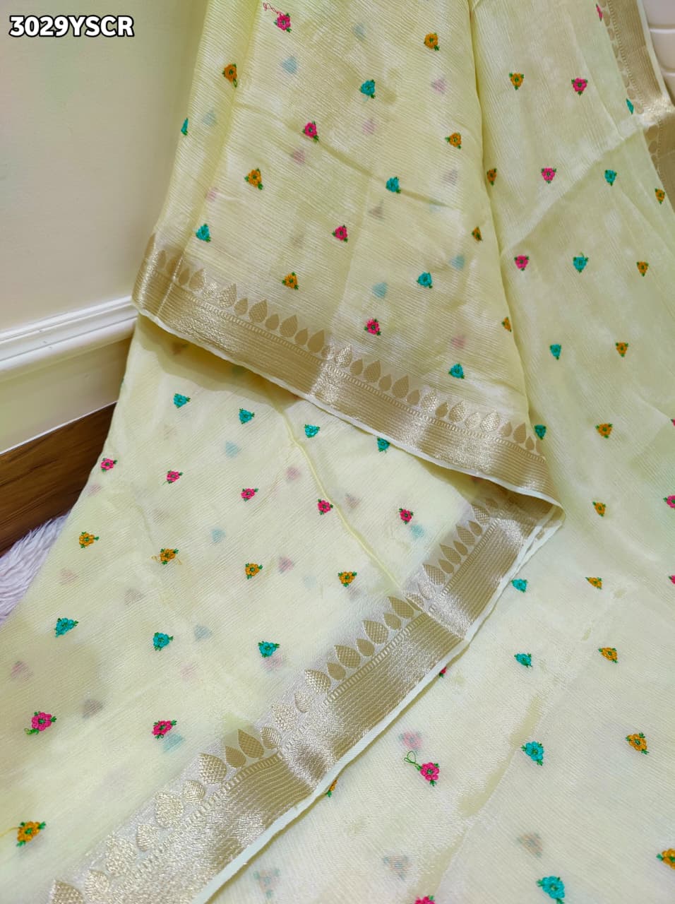 By Letest Elegant Banarasi Saree with Zari Border Perfect for Festive Wear