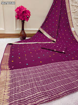 By Letest Elegant Banarasi Saree with Zari Border Perfect for Festive Wear