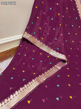 By Letest Elegant Banarasi Saree with Zari Border Perfect for Festive Wear
