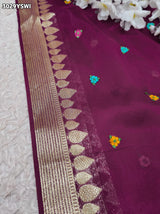 By Letest Elegant Banarasi Saree with Zari Border Perfect for Festive Wear