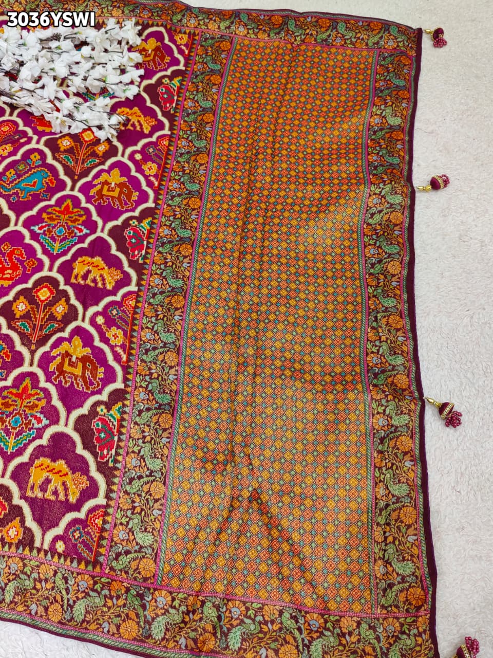 By Festive Saree With Meenakari Zari Work
