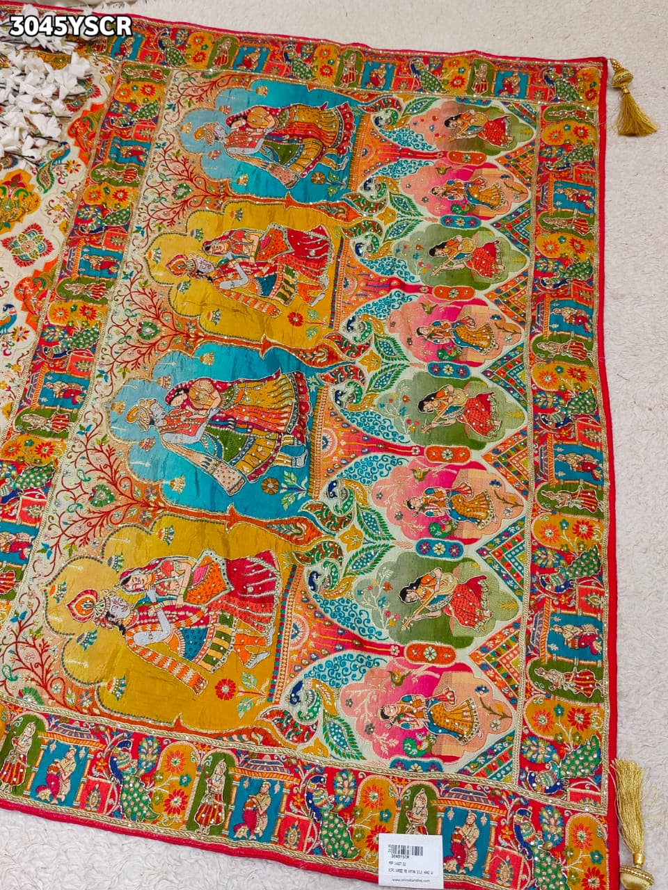 By New Graceful Kalamkari Saree With Cutdana Detailing