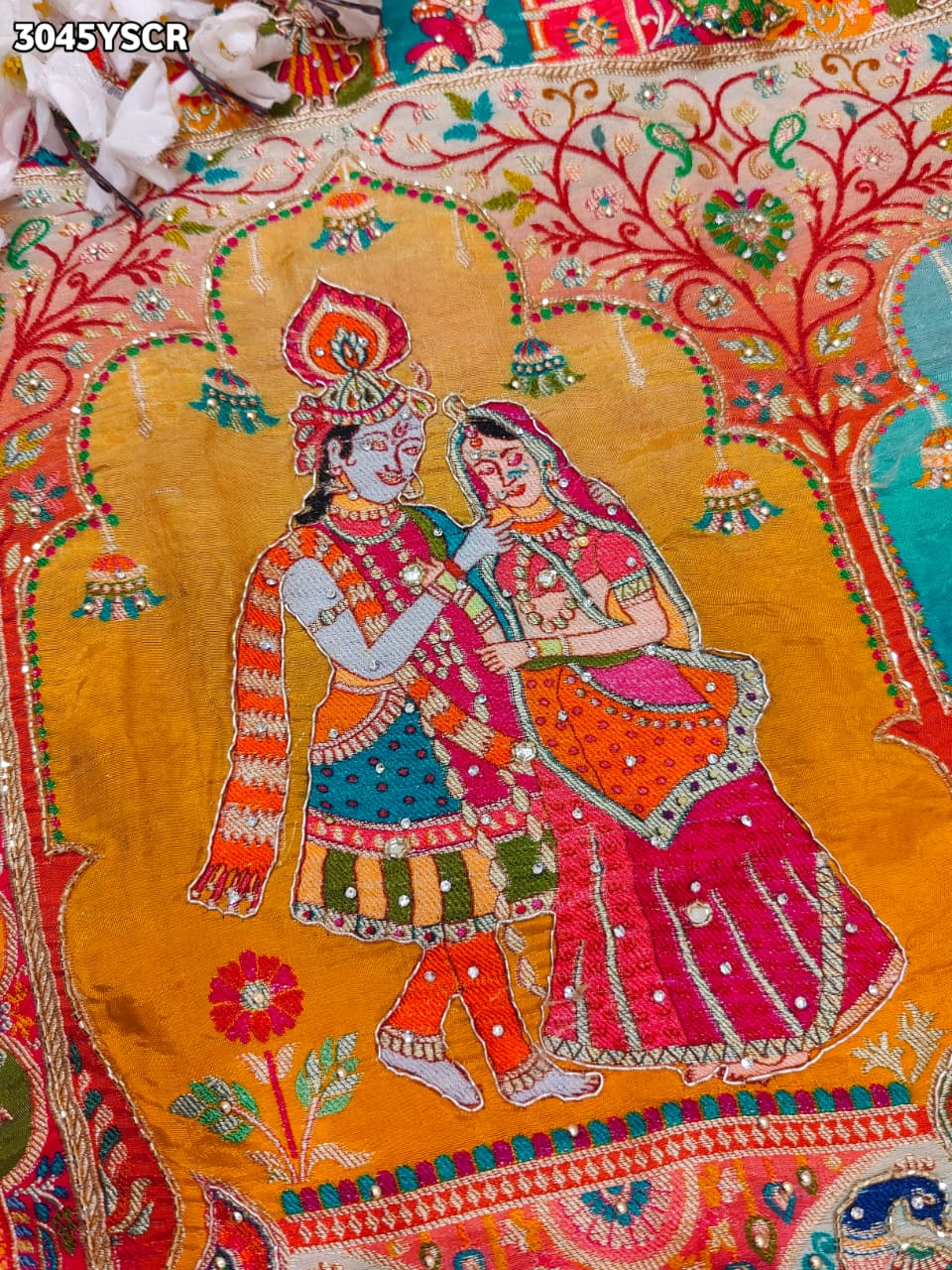 By New Graceful Kalamkari Saree With Cutdana Detailing