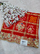 By New Bandhani Pila Chunri With Handcrafted Zardozi Embellishments