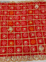 By New Bandhani Pila Chunri With Handcrafted Zardozi Embellishments